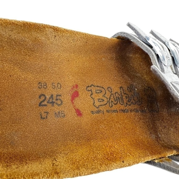 Birkenstock Birki’s Silver Printed Slip On Sandals - Picture 13 of 14